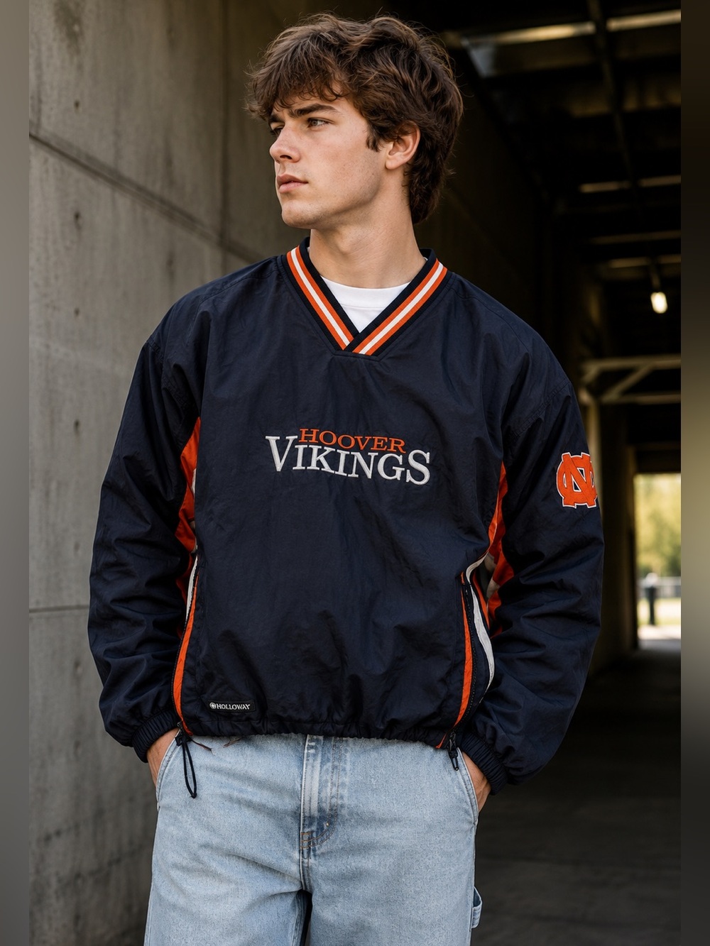 Vintage Y2K Holloway Hoover Vikings Windbreaker Pullover Jacket NCAA Core
